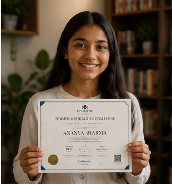 Ananya Sharma with a Maths Challenge certificate
