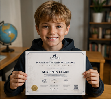 Benjamin Clark with a Maths Challenge certificate