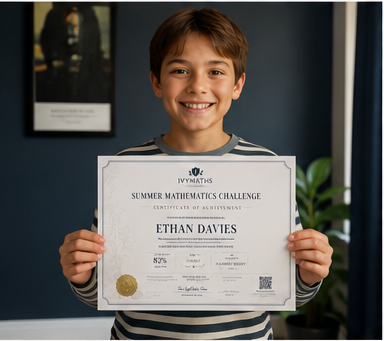 Ethan Davies with a Maths Challenge certificate