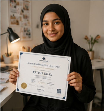 Fatima Khan with a Maths Challenge certificate