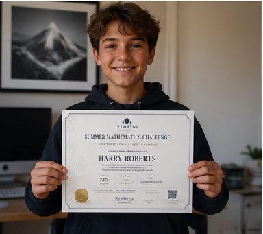 Harry Roberts with a Maths Challenge certificate