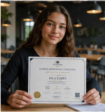 Isla James with a Maths Challenge certificate