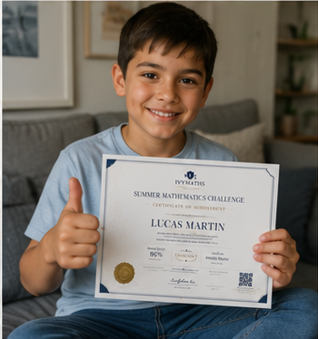 Lucas Martin with a Maths Challenge certificate