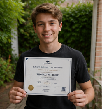 Thomas Wright with a Maths Challenge certificate