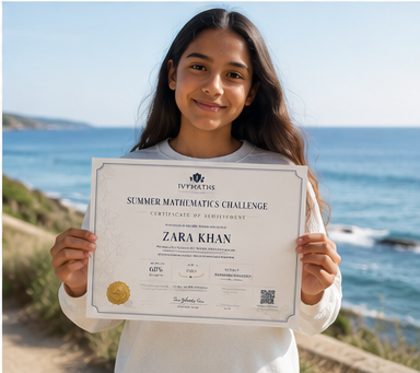 Zara Khan with a Maths Challenge certificate
