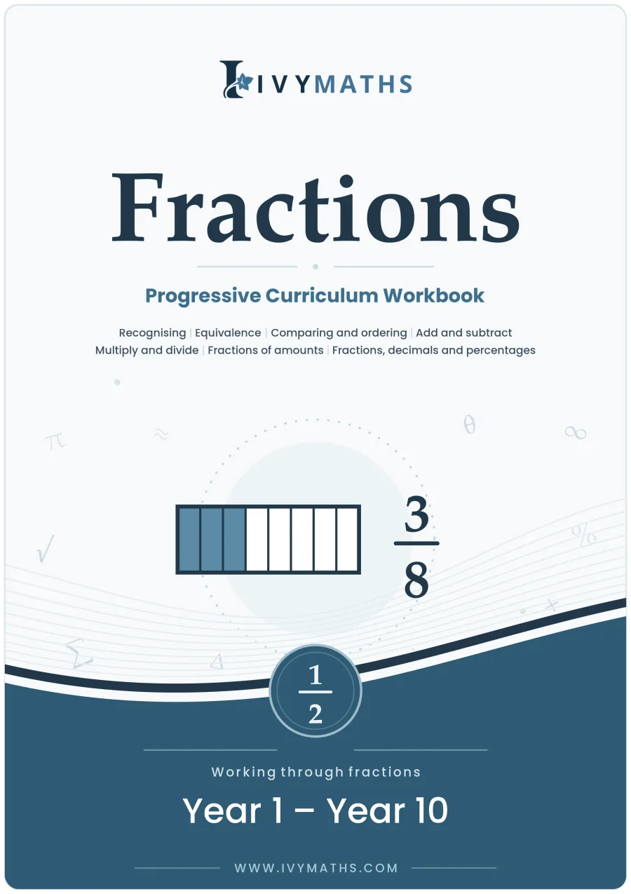 The cover of the Ivy Books Fractions workbook